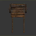 Vintage Wooden Cart With Rustic Wooden Frame Large Wheels And Long Handles