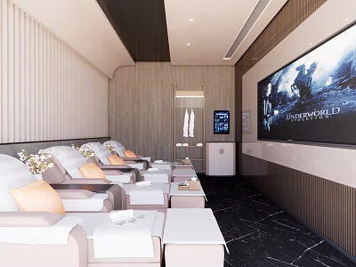 Clubhouse Luxury Cinema Room With Comfortable Seats And Large Screen Projection 3d model