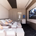 Clubhouse Luxury Cinema Room With Comfortable Seats And Large Screen Projection