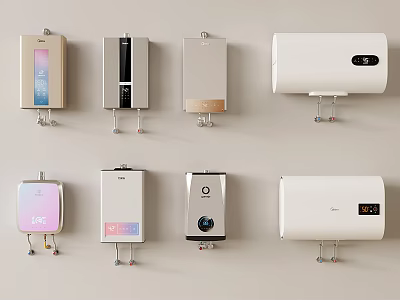 Modern Wall Mounted Water Heaters As Practical Household Appliances With Sleek Designs 3d model