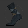 Stylish Gray Argyle Sock With Blue And Beige Knit Accents Design