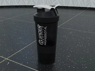 Black Spider Progressional Shaker Cup for Fitness Workout and Protein Mixing on Speckled Black Floor 3d model