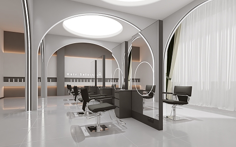 Hair Salon Arch Shaped Wall Minimalist Beauty Salon Scalp SPA Shop 3d model