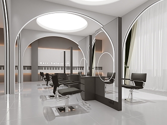 Hair Salon Arch Shaped Wall Minimalist Beauty Salon Scalp SPA Shop 3d model