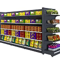 Retail Display Shelves Well Stocked With Various Packaged Goods On Multiple Layers