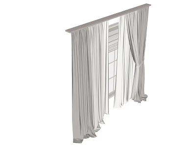 Elegant Light Gray Flowing Curtains For Window With Soft Drapery Design 3d model