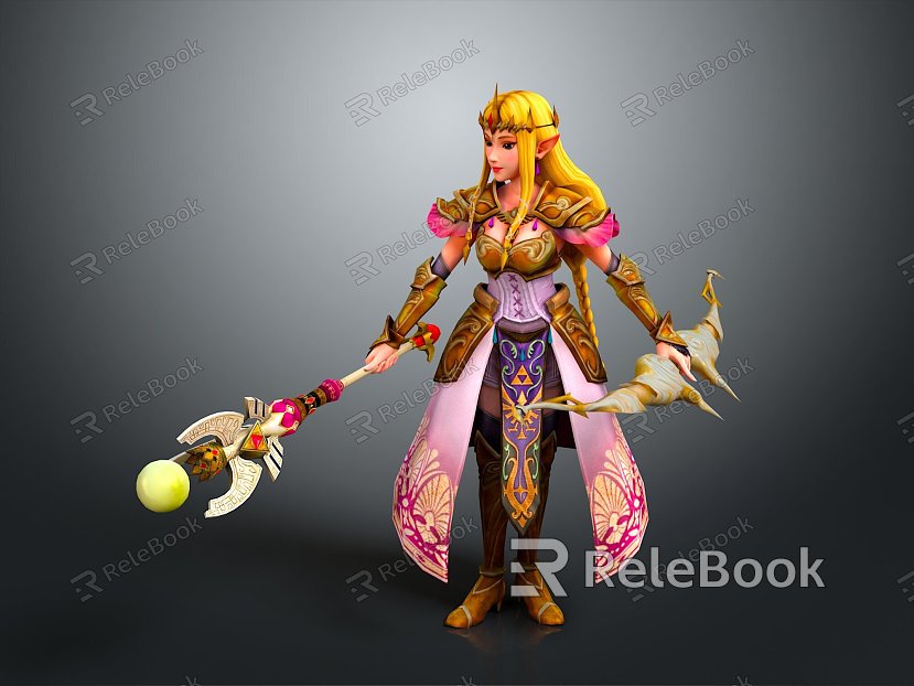 Modern Game Character Female Elf Cartoon Witch Magic Witch Magic Girl model