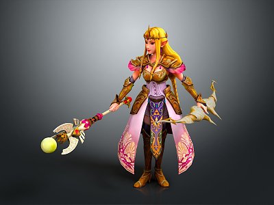 Modern Game Character Female Elf Cartoon Witch Magic Witch Magic Girl 3d model