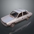 Vintage Silver Sedan With Roof Rack Classic Retro Exterior Design