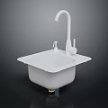 Modern White Square Washbasin With Sleek White Faucet In Bathroom Design