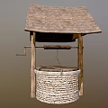 Traditional Well Structure With Wooden Roof Stone Walls And Crank Handle