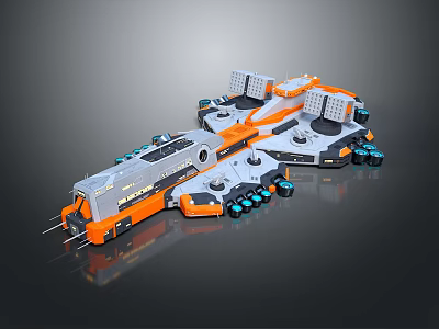 Futuristic Orange And Gray Mechanical Structure With Modular Components And Advanced Tech Design 3d model