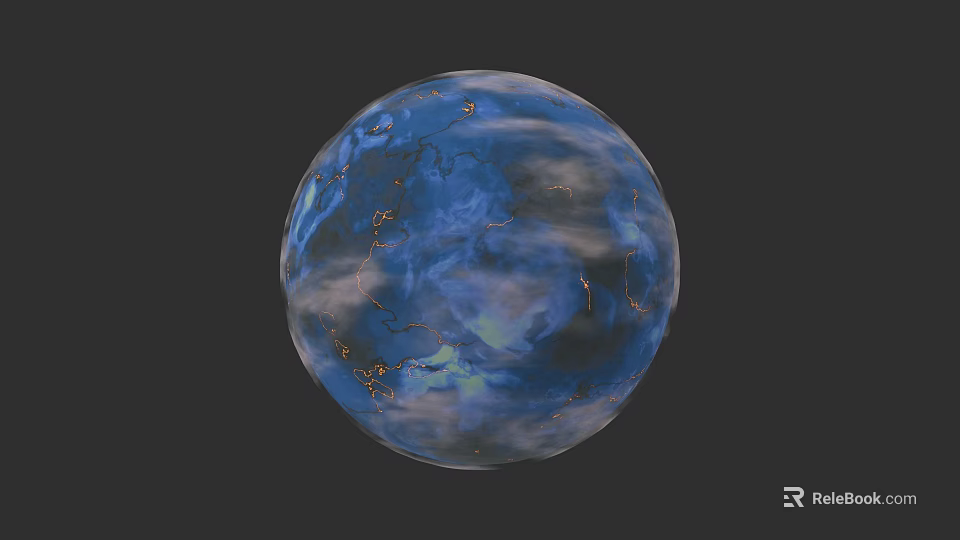 Blue Celestial Planet With Cloudy Atmosphere And Surface Features For Space Exploration And Astronomy 3d model 