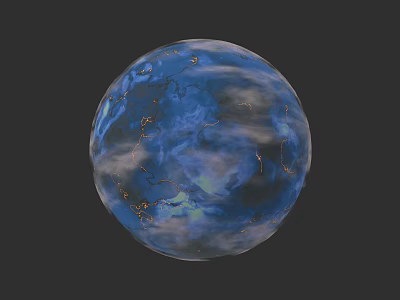 Blue Celestial Planet With Cloudy Atmosphere And Surface Features For Space Exploration And Astronomy 3d model