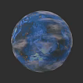 Blue Celestial Planet With Cloudy Atmosphere And Surface Features For Space Exploration And Astronomy 3d model