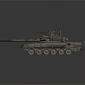 Modern Military Tank With Beige Camouflage Turret Cannon Barrel And Tracks