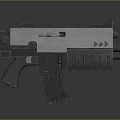 Tactical Gun With Modern Metal Construction Rail System And Muzzle Attachment 3d model
