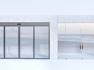 Modern Glass Doors With Sliding And Double Panel Design And Metal Frames 3d model