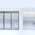 Modern Glass Doors With Sliding And Double Panel Design And Metal Frames 3d model