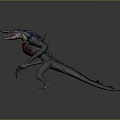 Fierce Reptilian Creature With Blue Body Red Chest Sharp Fangs Clawed Limbs And Spiked Back