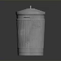 Stainless Steel Household Trash Can With Lid And Ribbed Design Shiny Surface