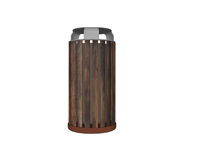Public Facility Modern Wooden Slat Trash Can For Outdoor Public Areas 3d model