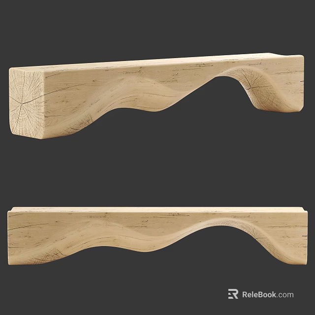 Wooden Curved Furniture Handles Featuring Natural Grain And Smooth Surface 3d model 