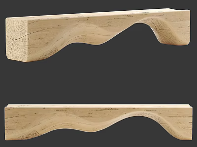 Wooden Curved Furniture Handles Featuring Natural Grain And Smooth Surface 3d model
