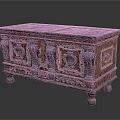 Traditional Wooden Entryway Cabinet Sideboard With Carved Decorations And Colorful Details On Doors And Legs