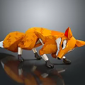Modern Low Poly Orange Fox Sculpture With Geometric Design And Artistic Details