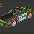 Black Police Car With Roof Lights Shiny Exterior And Sports Design