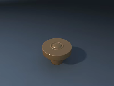 Brown Round Door Knob With Simple Design And Central Dot Detail On Blue Background 3d model