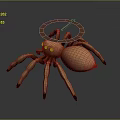 Brown Spider 3D Model With Eight Legs And Black Ring On Back 3d model