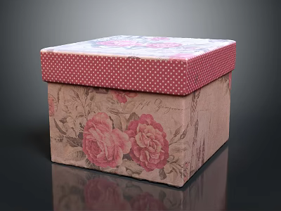 Decorative Ornament Set With Pink Polka Dot Top And Floral Pattern Sides 3d model