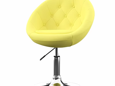 Yellow Tufted Accent Chair With Diamond Pattern And Swivel Metal Base 3d model