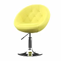 Yellow Tufted Accent Chair With Diamond Pattern And Swivel Metal Base