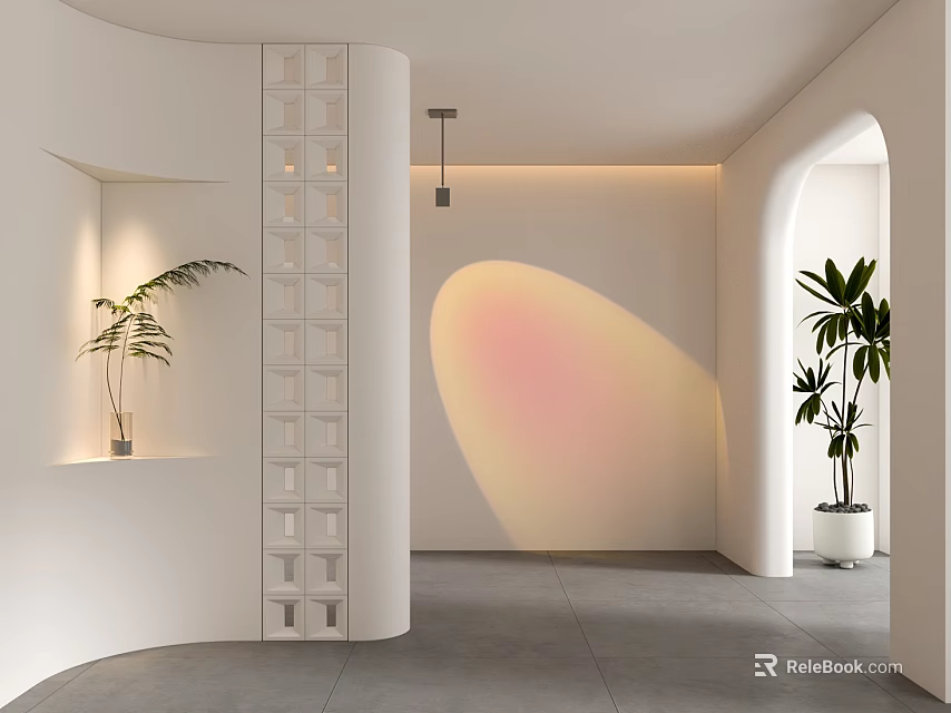 Modern Home Balcony with Green Plants and Minimalist Leisure Space 3d model 