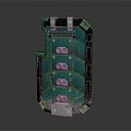 Green Metal Shield With Tactical Bolted Armor Plates And Military Design