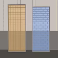 Modern Glass Block Room Divider with Yellow and Blue Gradient for Interior Decor