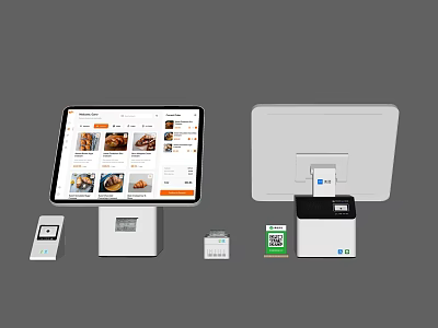 Efficient Modern Commercial Equipment With Touchscreen Display Receipt Printer And Payment Terminal 3d model