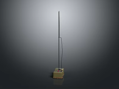 Military Weapon With Long Rod Yellow Base And Launcher Device Structure 3d model