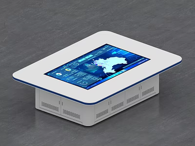 Modern Meeting Room Featuring Smart Conference Table with Digital Display Interface 3d model