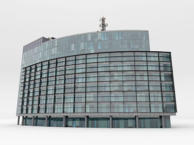 Modern Architectural Building With Curved Glass Facade And Top Antenna Structure 3d model