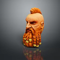 Woman Crafting Intricate Orange Sculpture With Mohawk And Braided Beard