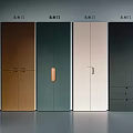 Modern Wardrobe Doors with Golden Dark Green Beige Dark Gray Colors and Sleek Handles