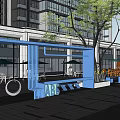Modern Metropolis Outdoor Plaza With Seating Umbrellas Trees And Café Kiosk