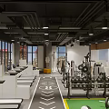 Modern Gym Fitness Space With Treadmills And City Skyline View For Daily Workouts