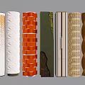 Various Decorative Columns With Different Textures And Patterns Design 3d model