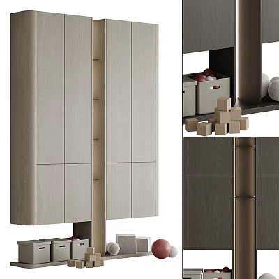 Modern Light Wood Entryway Cabinet And Side Cabinet With Storage Space And Doors 3d model