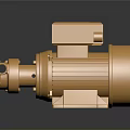 Golden Industrial Pump Motor With Shiny Metallic Texture And Detailed Components